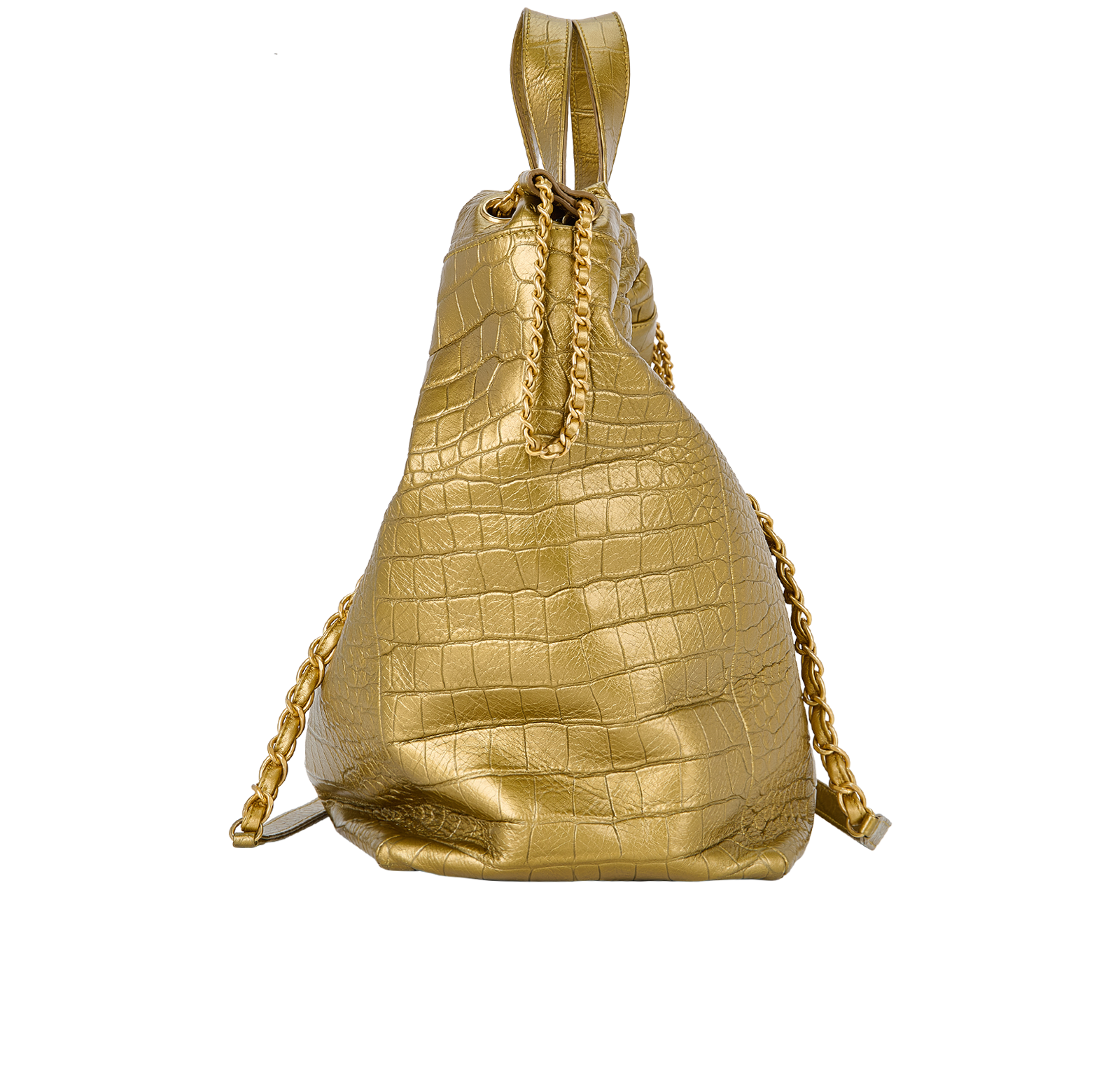 Croc Embossed 2 Way Tote, &pound;2,500, Handbags, Gold, Leather, Side view